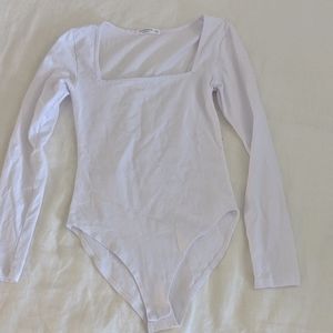 White long sleeve square neck bodysuit